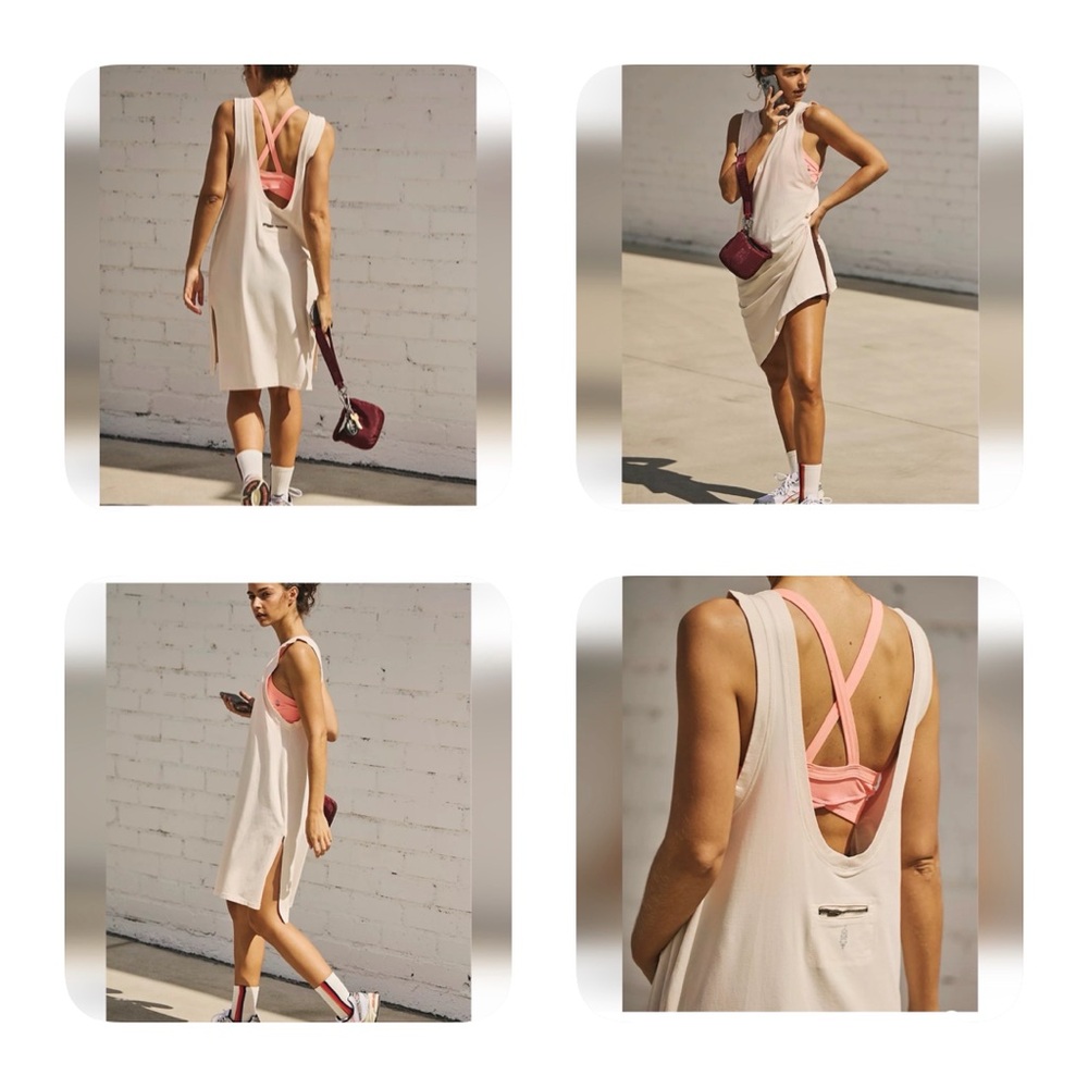 Free People Movement Hot Shot Tunic Dress Cream Oversized M Boho